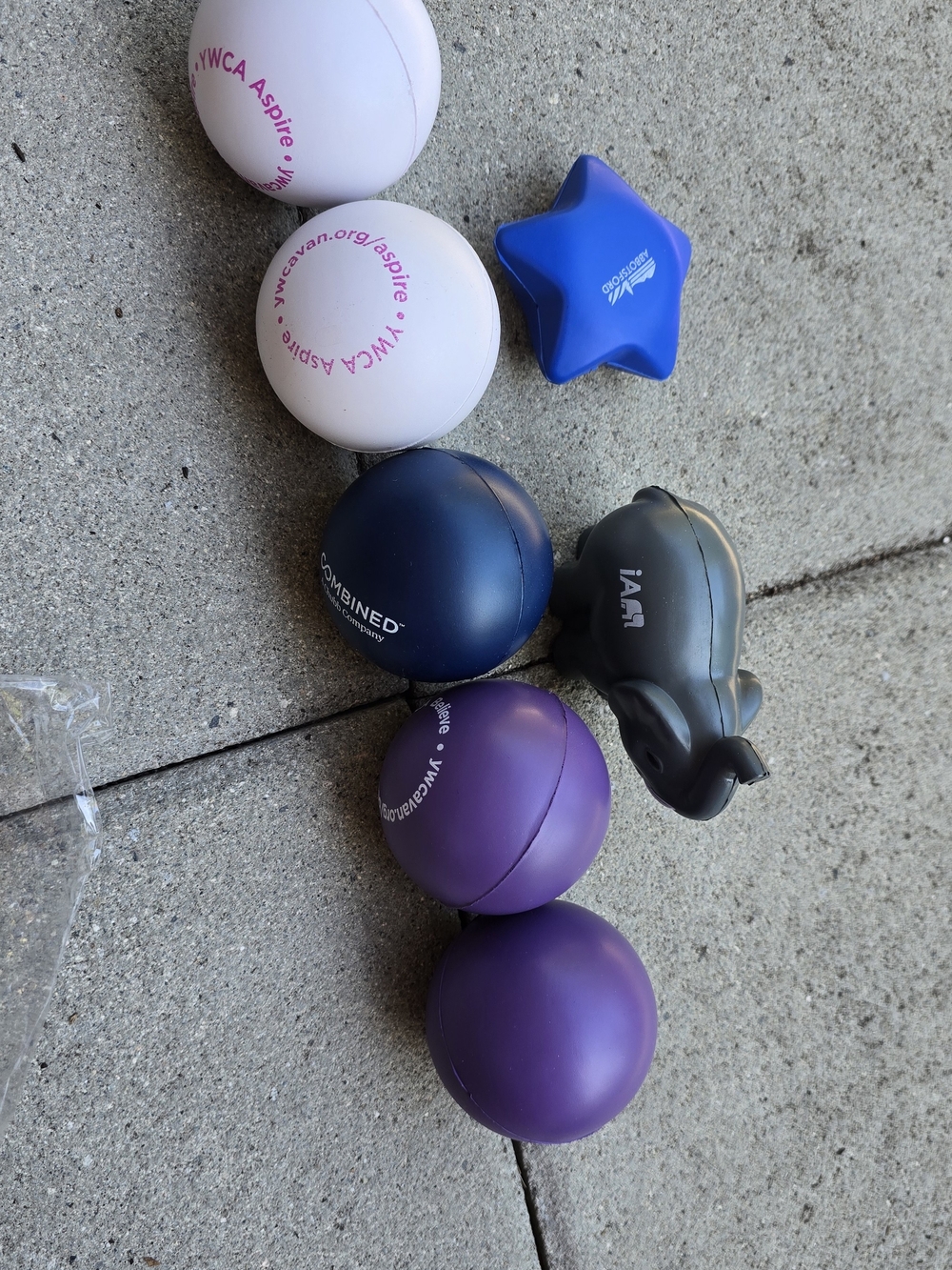 7 Stress Relief Toy Set - Purple, Blue, White, Gray Balls & Star